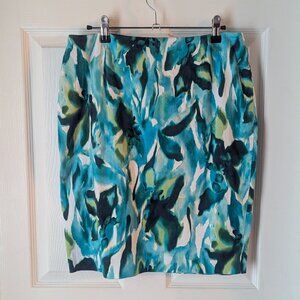 Jones watercolor blue and green print skirt - 10